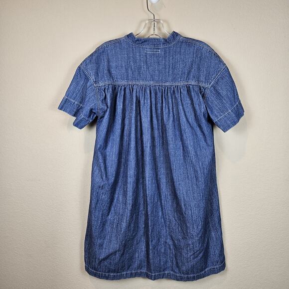 Mother Denim Gatherer Popover Mini Dress Chambray Simple Thing Cottage Womens M - Picture 5 of 16
